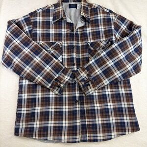 Vintage Sears Perma Prest Lined Flannel Shirt Jacket XL USA Plaid